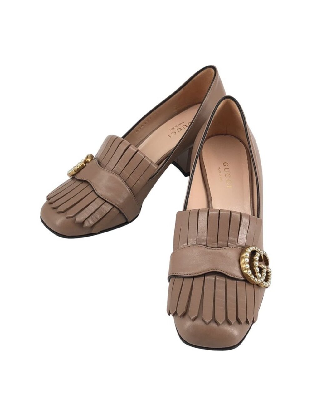 Gucci GG Marmont Pearl Heels Pumps Brown
